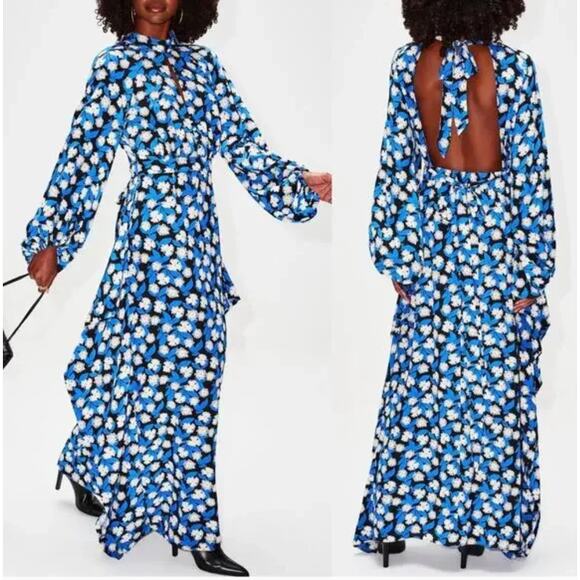 NEW $495 Staud Danica Maxi Dress White Acid Floral Open Back - Picture 2 of 9